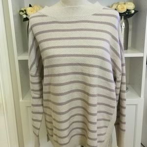 🆕 XL Ricki's crew neck cream purple knit striped long sleeve scoop neck sweater